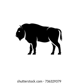 Vector bison silhouette view side for retro logos, emblems, badges, labels template vintage design element. Isolated on white background