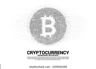 Vector Bit coin symbol with one and zero binary code digit matrix style. Background Concept for cryptocurrency technology and electronic money