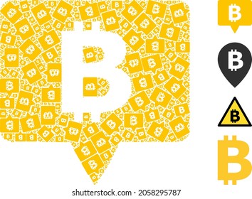 Vector bitcoin banner fractal is constructed from repeating itself bitcoin banner icons. Fractal composition from bitcoin banner.