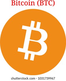 Vector Bitcoin (BTC) digital cryptocurrency logo. Bitcoin (BTC) icon. Vector illustration isolated on white background.