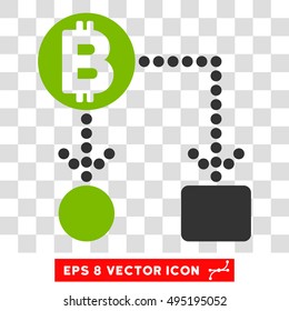 Vector Bitcoin Cashflow EPS vector icon. Illustration style is flat iconic bicolor eco green and gray symbol on a transparent background.