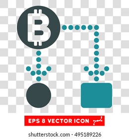 Vector Bitcoin Cashflow EPS vector pictogram. Illustration style is flat iconic bicolor soft blue symbol on a transparent background.