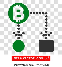 Vector Bitcoin Cashflow EPS vector pictogram. Illustration style is flat iconic bicolor green and gray symbol on a transparent background.
