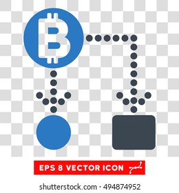 Vector Bitcoin Cashflow EPS vector pictograph. Illustration style is flat iconic bicolor smooth blue symbol on a transparent background.