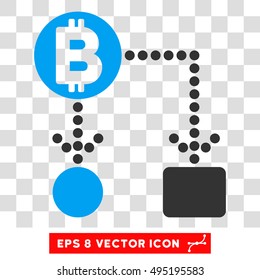Vector Bitcoin Cashflow EPS vector pictograph. Illustration style is flat iconic bicolor blue and gray symbol on a transparent background.