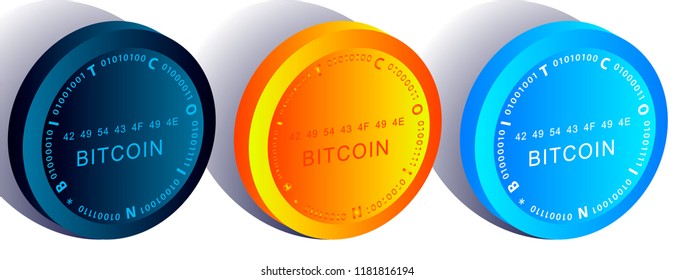 Vector bitcoin coin in the binary system.
Coin in Hexadecimal System.