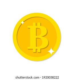 Vector bitcoin coin. Crypto currency with B bitcoin symbol isolated on transparent background. Stock vector illustration.