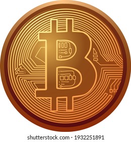 Vector bitcoin coin icon on white background