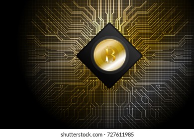 vector bitcoin cpu for digital cerrency concept innovation fintech,golden light