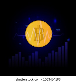 Vector of bitcoin with diagram chart. It use for business.