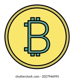 Vector Bitcoin Filled Outline Icon Design
