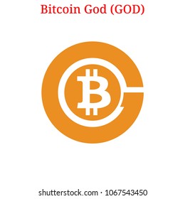 Vector Bitcoin God (GOD) digital cryptocurrency logo. Bitcoin God (GOD) icon. Vector illustration isolated on white background.