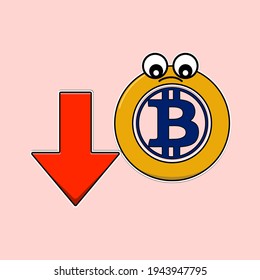 vector Bitcoin Gold (BTG) downtrend Logo for crypto, bitcoin, crypto logo,