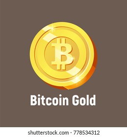 Vector bitcoin gold logo, golden coin.