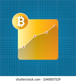 vector bitcoin growth graph on blueprint background. Bitcoin hype concept vector illusrtation with blank space fo text