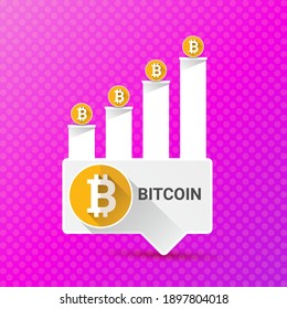 vector bitcoin growth graph on abstract violet background. Bitcoin hype concept vector illustration with blank space for text