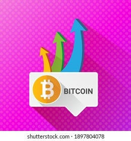 vector bitcoin growth graph on abstract violet background. Bitcoin hype concept vector illustration with blank space for text