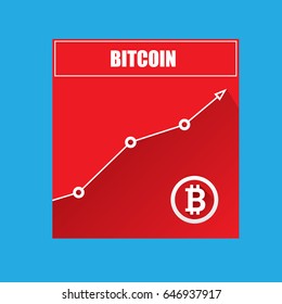 vector bitcoin growth graph on blue background. Bitcoin hype concept vector illusrtation with blank space fo text