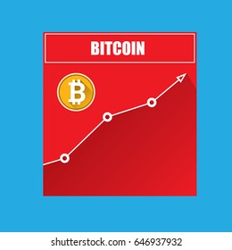 vector bitcoin growth graph on blue background. Bitcoin hype concept vector illusrtation with blank space fo text