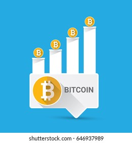 vector bitcoin growth graph on blue background. Bitcoin hype concept vector illusrtation with blank space fo text