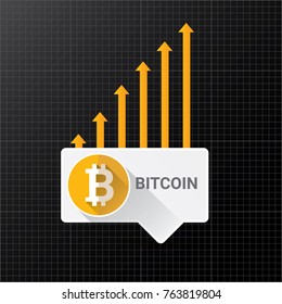 vector bitcoin growth graph on black background. Bitcoin hype concept vector illusrtation with blank space fo text