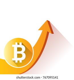 vector bitcoin growth graph on white background. Bitcoin hype concept vector illusrtation with blank space fo text