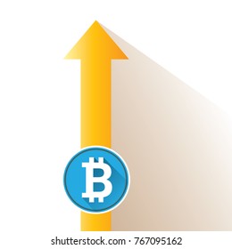 vector bitcoin growth graph on white background. Bitcoin hype concept vector illusrtation with blank space fo text