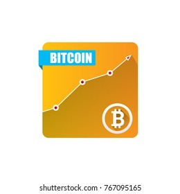 vector bitcoin growth graph on white background. Bitcoin hype concept vector illusrtation with blank space fo text