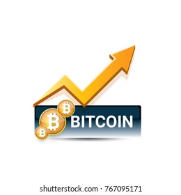 vector bitcoin growth graph on white background. Bitcoin hype concept vector illusrtation with blank space fo text