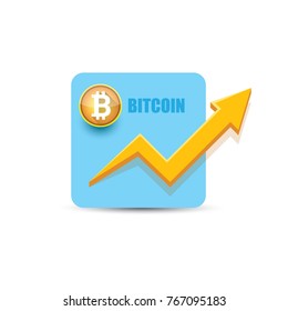 vector bitcoin growth graph on white background. Bitcoin hype concept vector illusrtation with blank space fo text