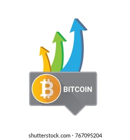 vector bitcoin growth graph on white background. Bitcoin hype concept vector illusrtation with blank space fo text
