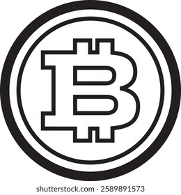 Vector Bitcoin icon with a modern design, suitable for fintech, cryptocurrency, blockchain and digital investment. Available in high-quality vector format, ideal for web, apps and infographics.