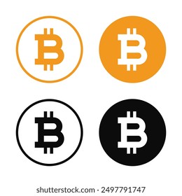 Vector Bitcoin Icon In Multiple Style