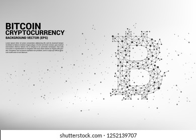 Vector bitcoin icon from Polygon dot connect line. Concept for cryptocurrency technology and financial network connection.