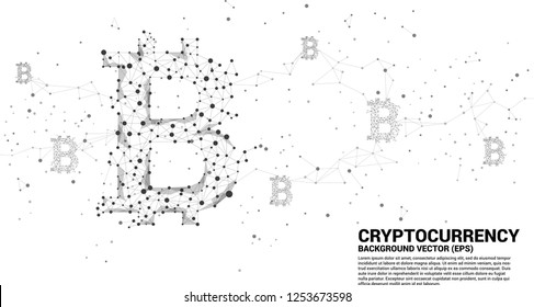 Vector bitcoin icon from Polygon dot connect line. Concept for cryptocurrency technology and financial network connection.