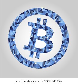 Vector bitcoin in low-poly style. Symbol of crypto currency