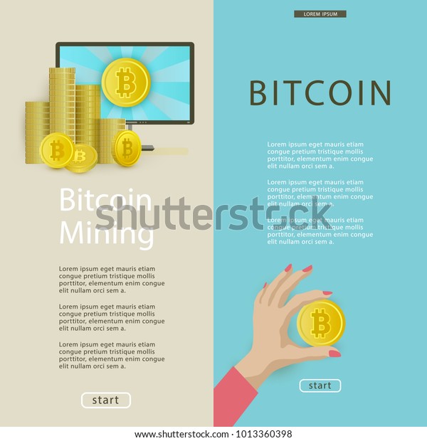 Vector Bitcoin Mining Posters Template Background Stock Vector - 