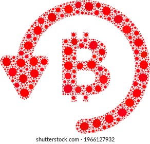 Vector bitcoin refund covid-2019 mosaic icon constructed for hospital applications. Bitcoin refund mosaic is organized from random covid pathogen elements.