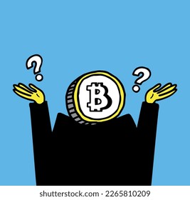 vector bitcoin sign on blue background