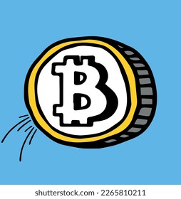 signo de bitcoin vectorial en fondo azul