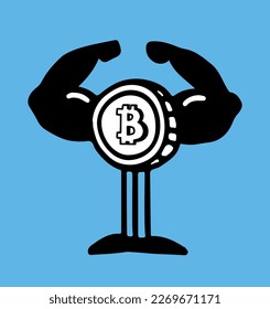 Vektorbitcoin-Zeichen auf blauem Hintergrund