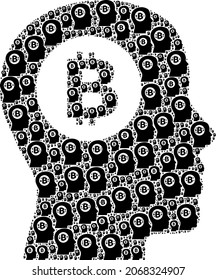 Vector bitcoin thinking mosaic is created from random recursive bitcoin thinking items. Recursive combination from bitcoin thinking.