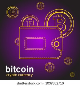 vector bitcoin wallet with coins