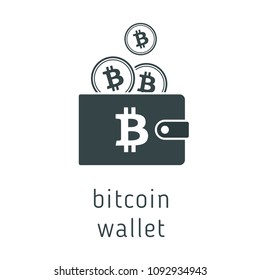 Vector bitcoin wallet with coins, cryptocurrency in the wallet. Bitcion coins in the wallet vector illustration