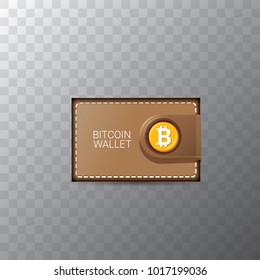 vector bitcoin wallet with golden bit coins isolated on transparent background. vector Bitcoin icon or symbol