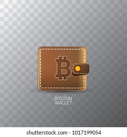 vector bitcoin wallet with golden bit coins isolated on transparent background. vector Bitcoin icon or symbol