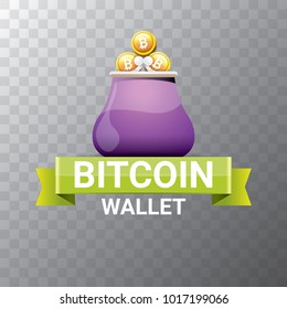 vector bitcoin wallet with golden bit coins isolated on transparent background. vector Bitcoin icon or symbol