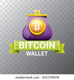 vector bitcoin wallet with golden bit coins isolated on transparent background. vector Bitcoin icon or symbol