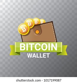 vector bitcoin wallet with golden bit coins isolated on transparent background. vector Bitcoin icon or symbol