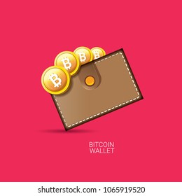 vector bitcoin wallet  isolated on pink background. vector Bitcoin icon or symbol